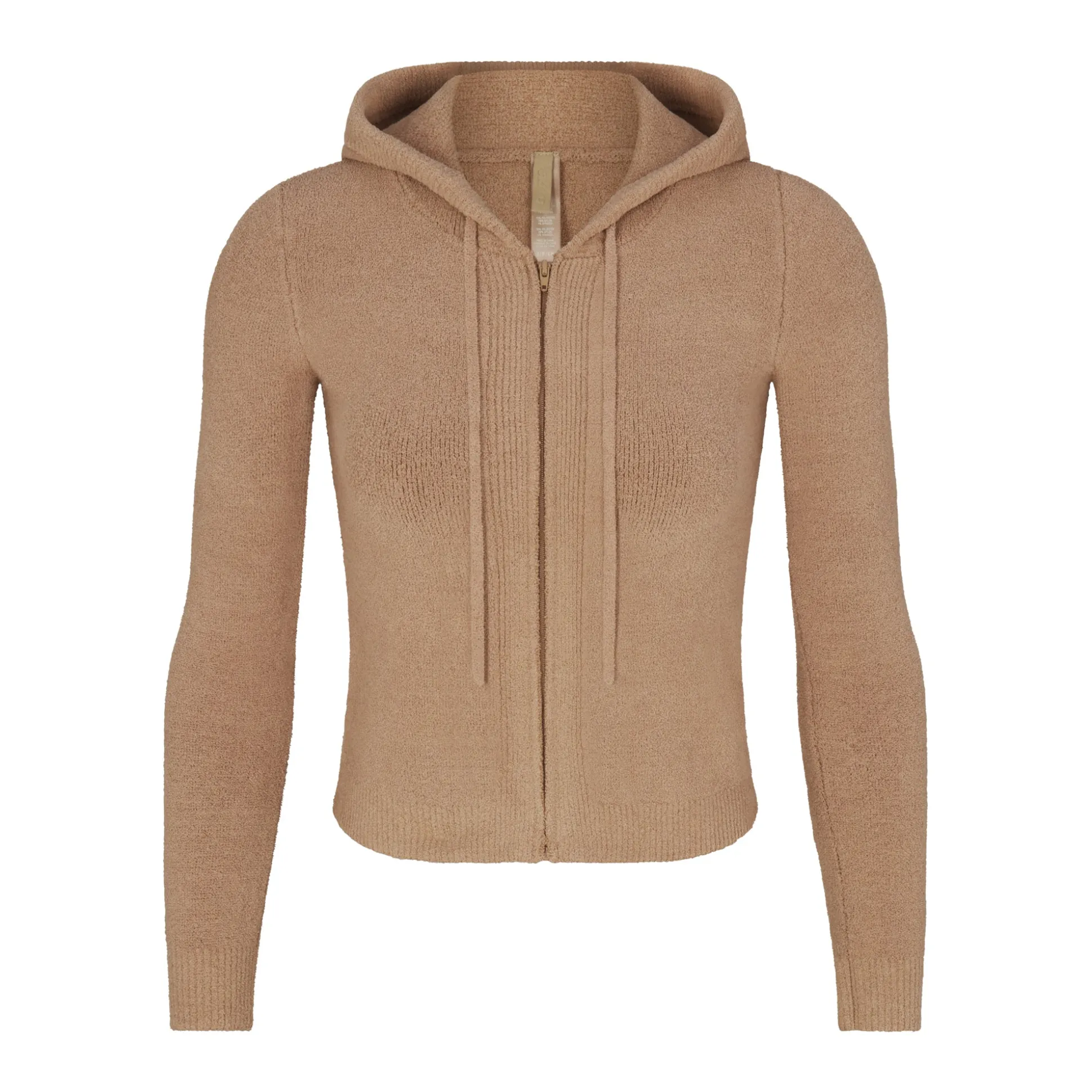 LIGHT COZY CROPPED ZIP UP HOODIE | DESERT