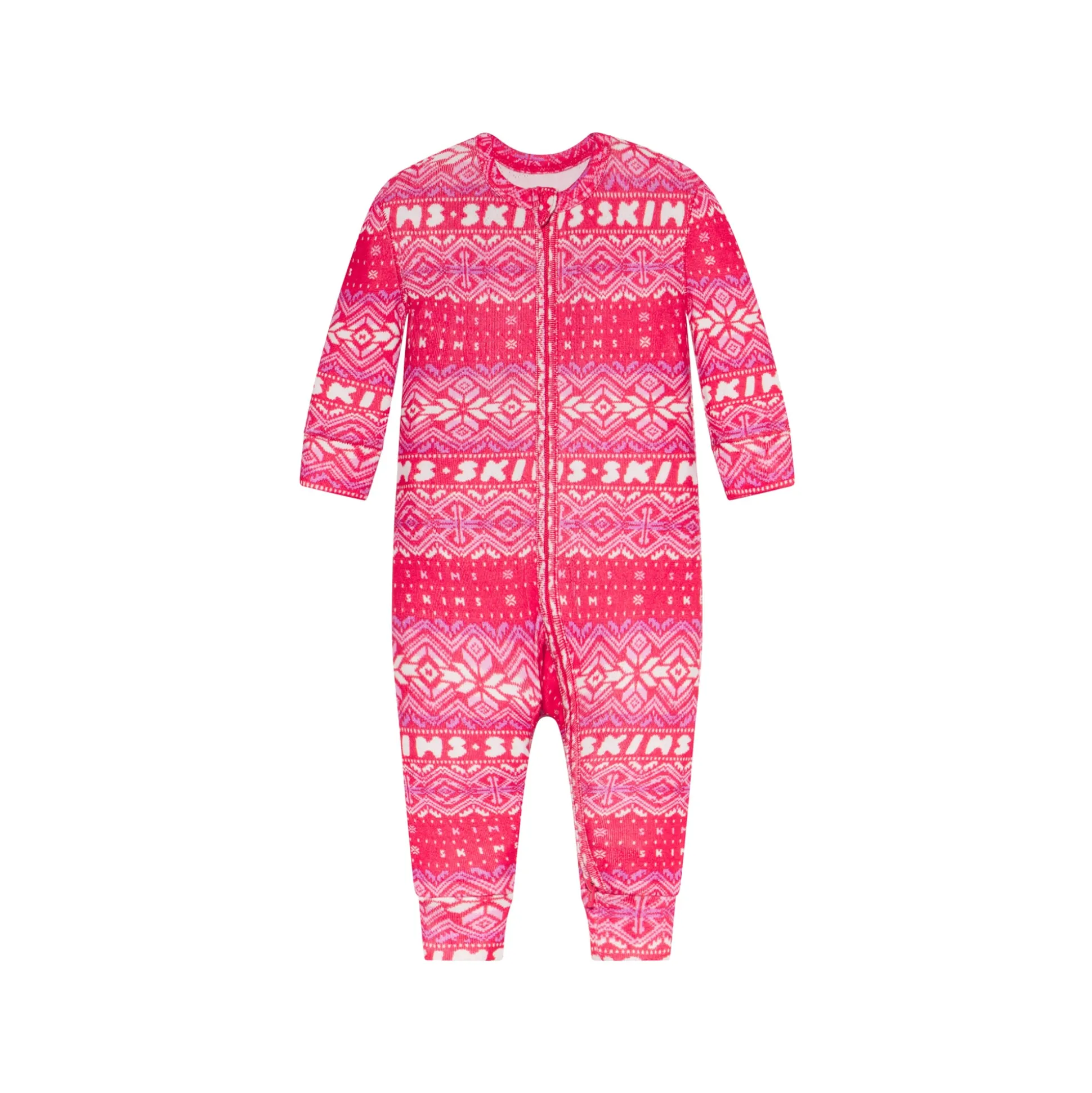 LOGO PLUSH POINTELLE BABY ONESIE | RED FAIR ISLE