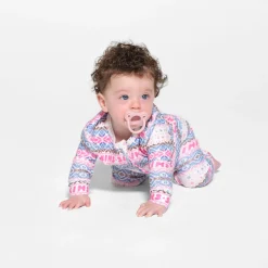 LOGO PLUSH POINTELLE BABY ONESIE | OPAL FAIR ISLE
