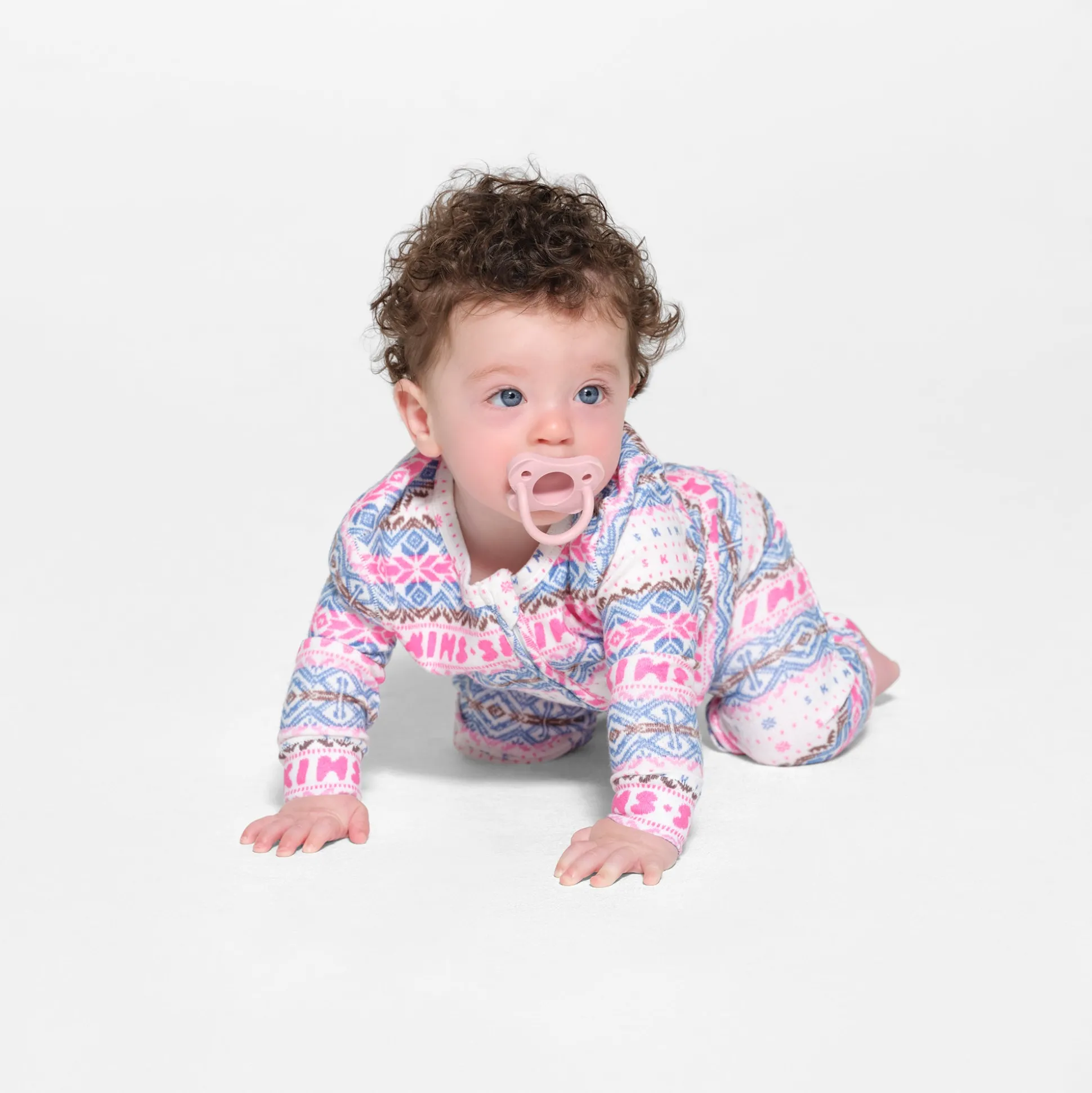 LOGO PLUSH POINTELLE BABY ONESIE | OPAL FAIR ISLE