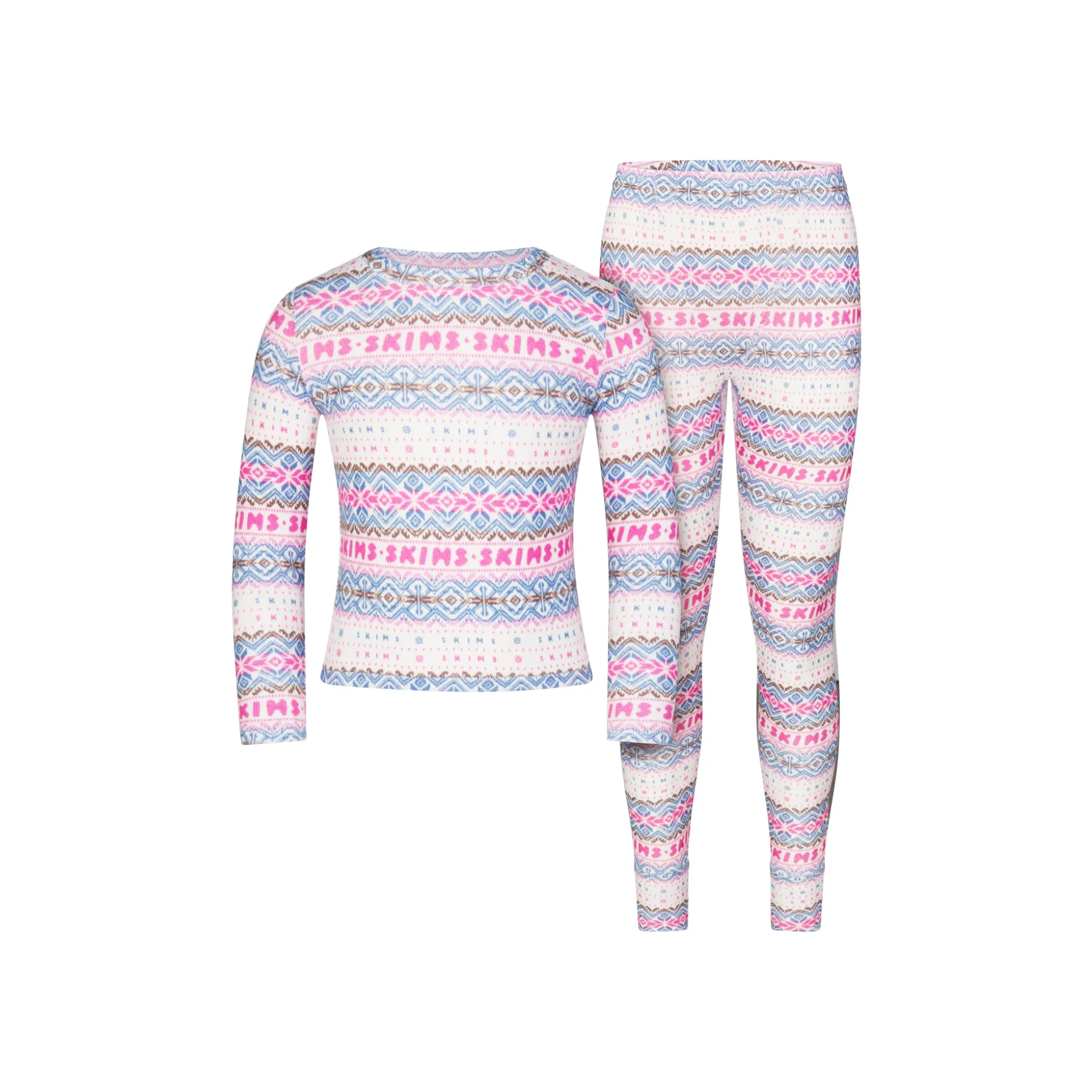 LOGO PLUSH POINTELLE KIDS LONG SLEEVE SET | OPAL FAIR ISLE
