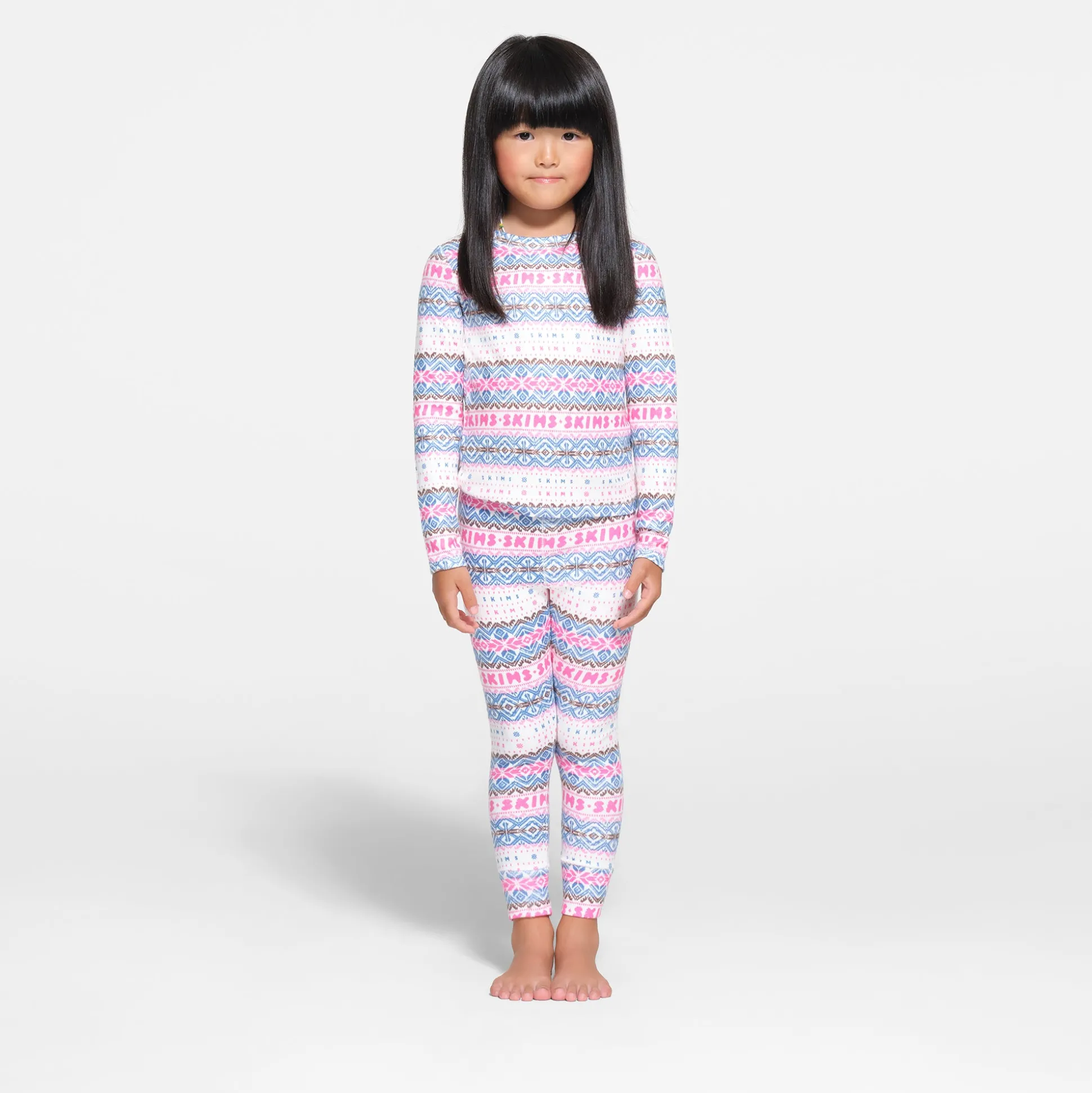 LOGO PLUSH POINTELLE KIDS LONG SLEEVE SET | OPAL FAIR ISLE