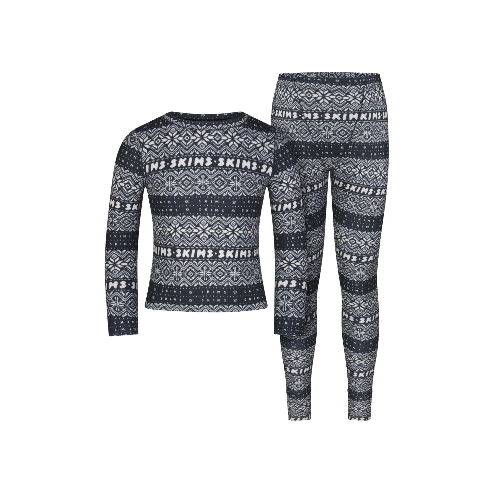 LOGO PLUSH POINTELLE KIDS LONG SLEEVE SET | ONYX FAIR ISLE