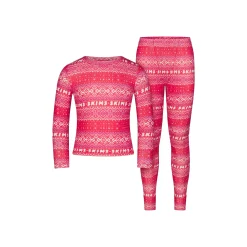 LOGO PLUSH POINTELLE KIDS LONG SLEEVE SET | RED FAIR ISLE
