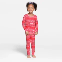 LOGO PLUSH POINTELLE KIDS LONG SLEEVE SET | RED FAIR ISLE