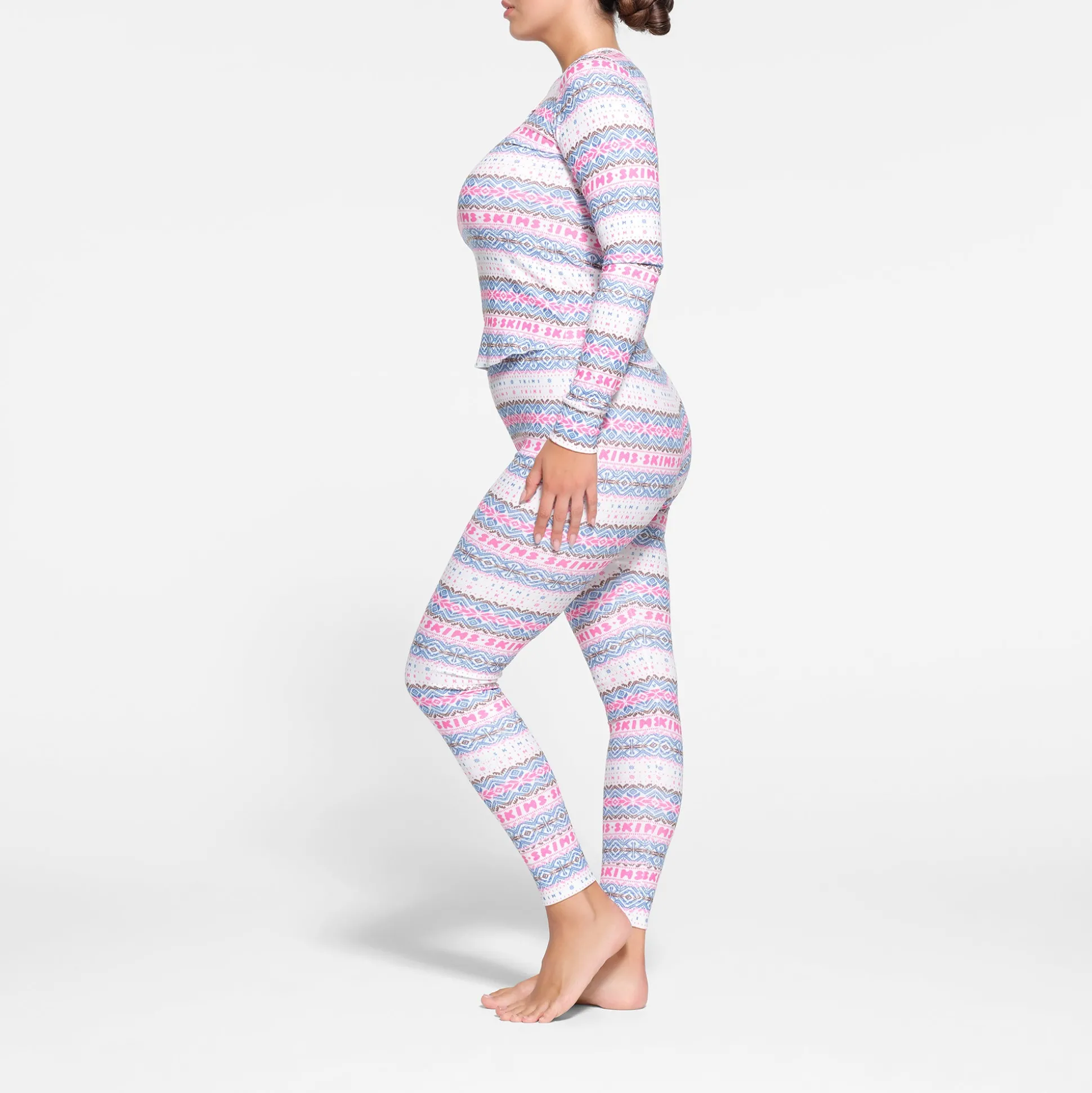 LOGO PLUSH POINTELLE LONG SLEEVE HENLEY | OPAL FAIR ISLE