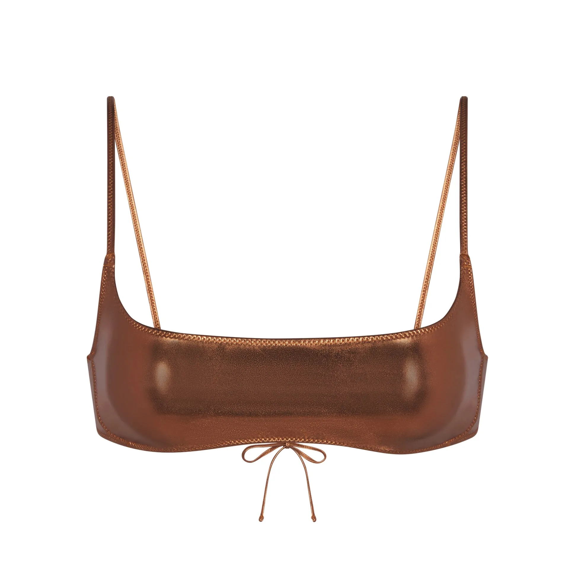 METALLIC SWIM MICRO SCOOP BIKINI TOP | PENNY