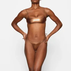 METALLIC SWIM MICRO SCOOP BIKINI TOP | PENNY
