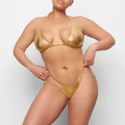 METALLIC SWIM TRIANGLE TOP | GOLD