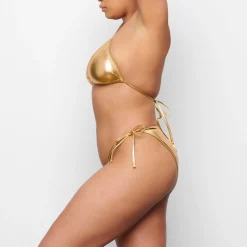 METALLIC SWIM TRIANGLE TOP | GOLD