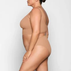 NAKED PLUNGE LONGLINE BRALETTE | OCHRE