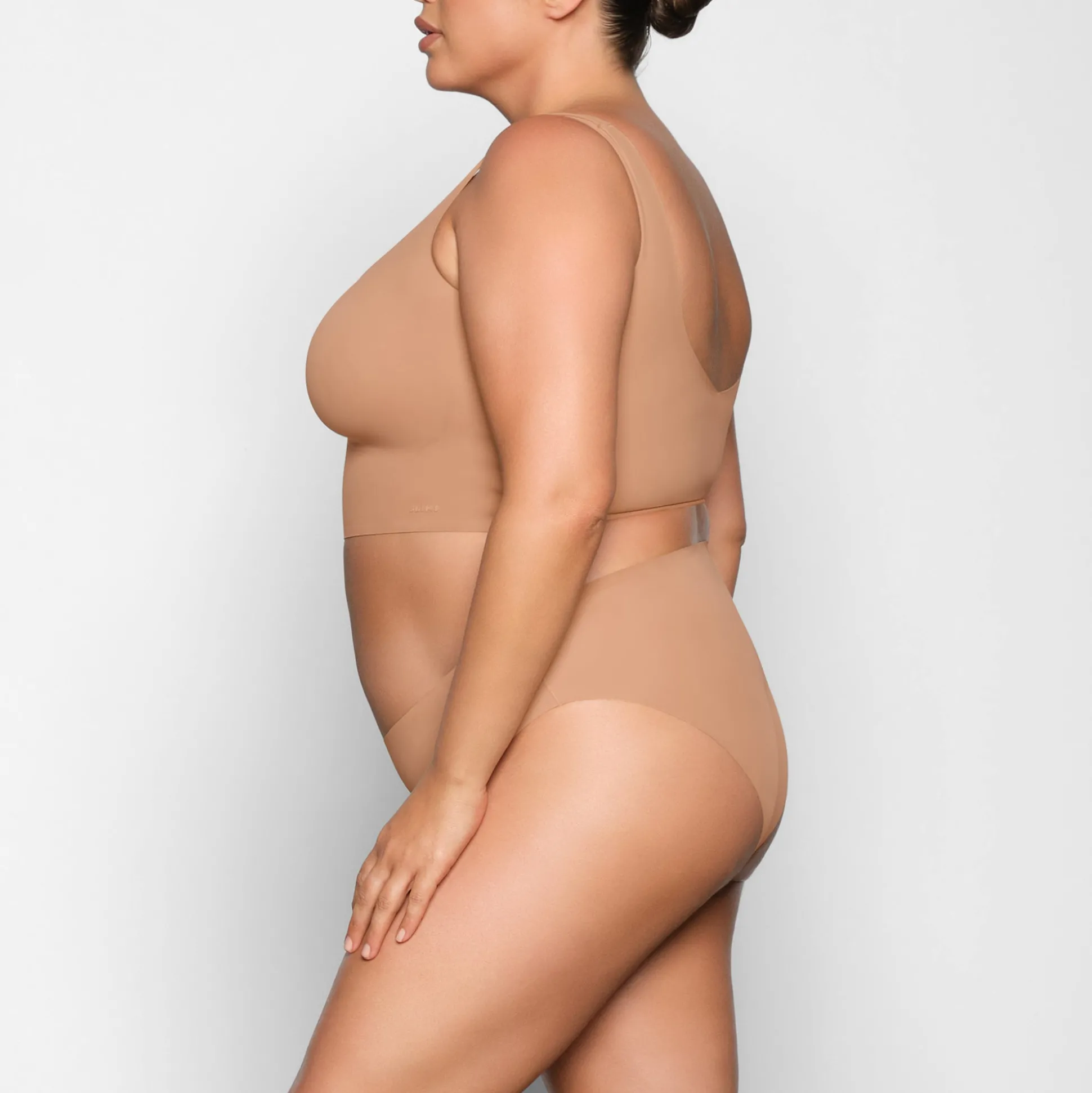NAKED PLUNGE LONGLINE BRALETTE | OCHRE
