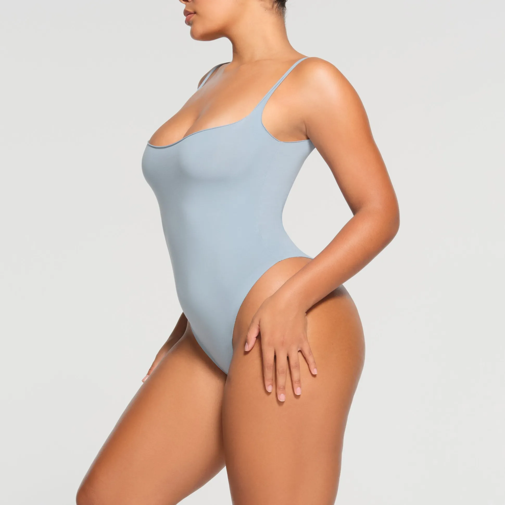 RAW EDGE CAMI BODYSUIT | DENIM