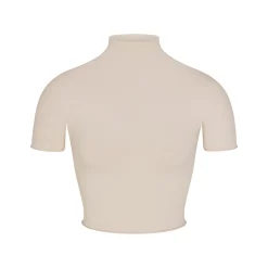 RAW EDGE CROPPED T-SHIRT | STONE