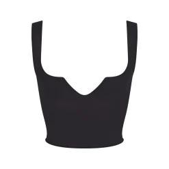 RAW EDGE SLIT FRONT CROPPED CAMI | ONYX