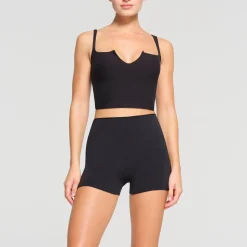 RAW EDGE SLIT FRONT CROPPED CAMI | ONYX