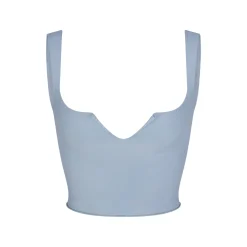 RAW EDGE SLIT FRONT CROPPED CAMI | DENIM