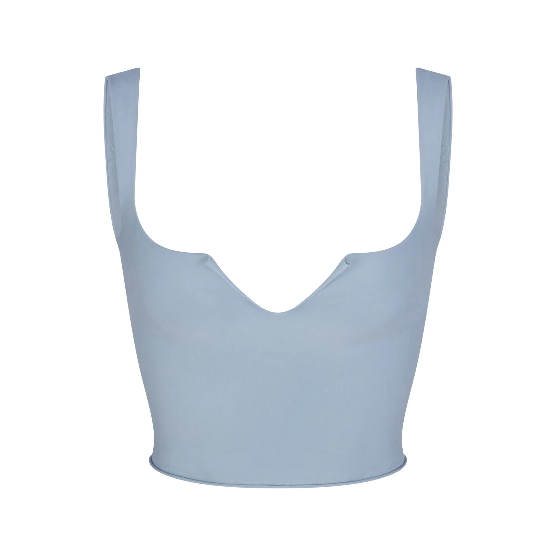 RAW EDGE SLIT FRONT CROPPED CAMI | DENIM