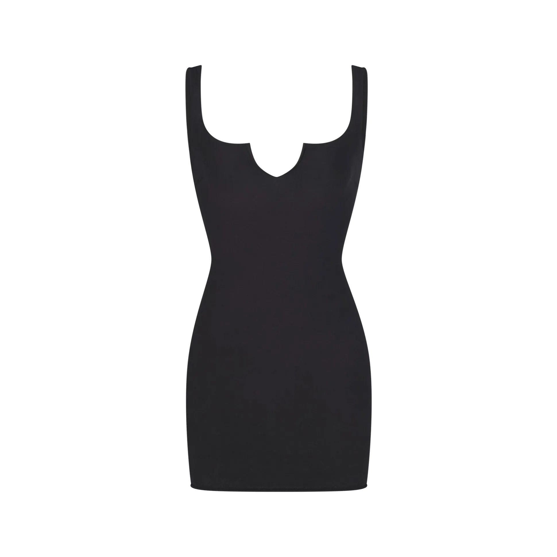 RAW EDGE SLIT FRONT MINI DRESS | ONYX