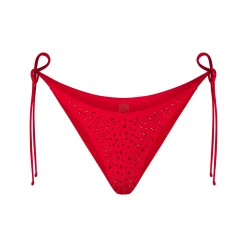 RHINESTONE TIE BIKINI BOTTOMS | RED