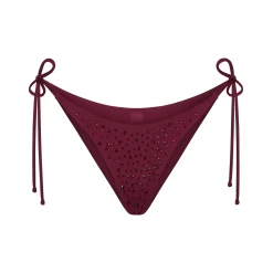 RHINESTONE TIE BIKINI BOTTOMS | WINE