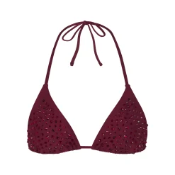 RHINESTONE TRIANGLE BIKINI TOP | WINE
