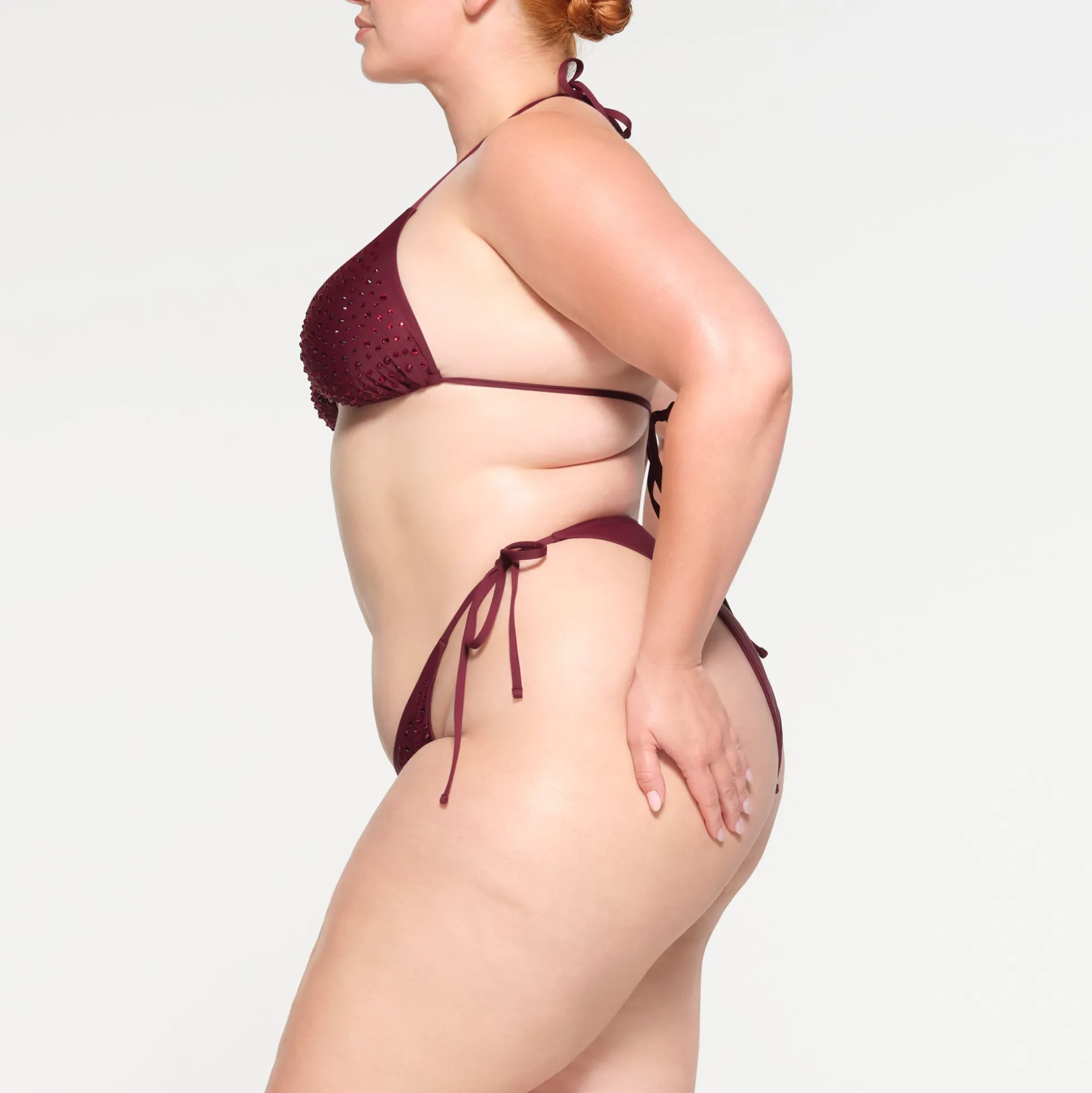 RHINESTONE TRIANGLE BIKINI TOP | WINE