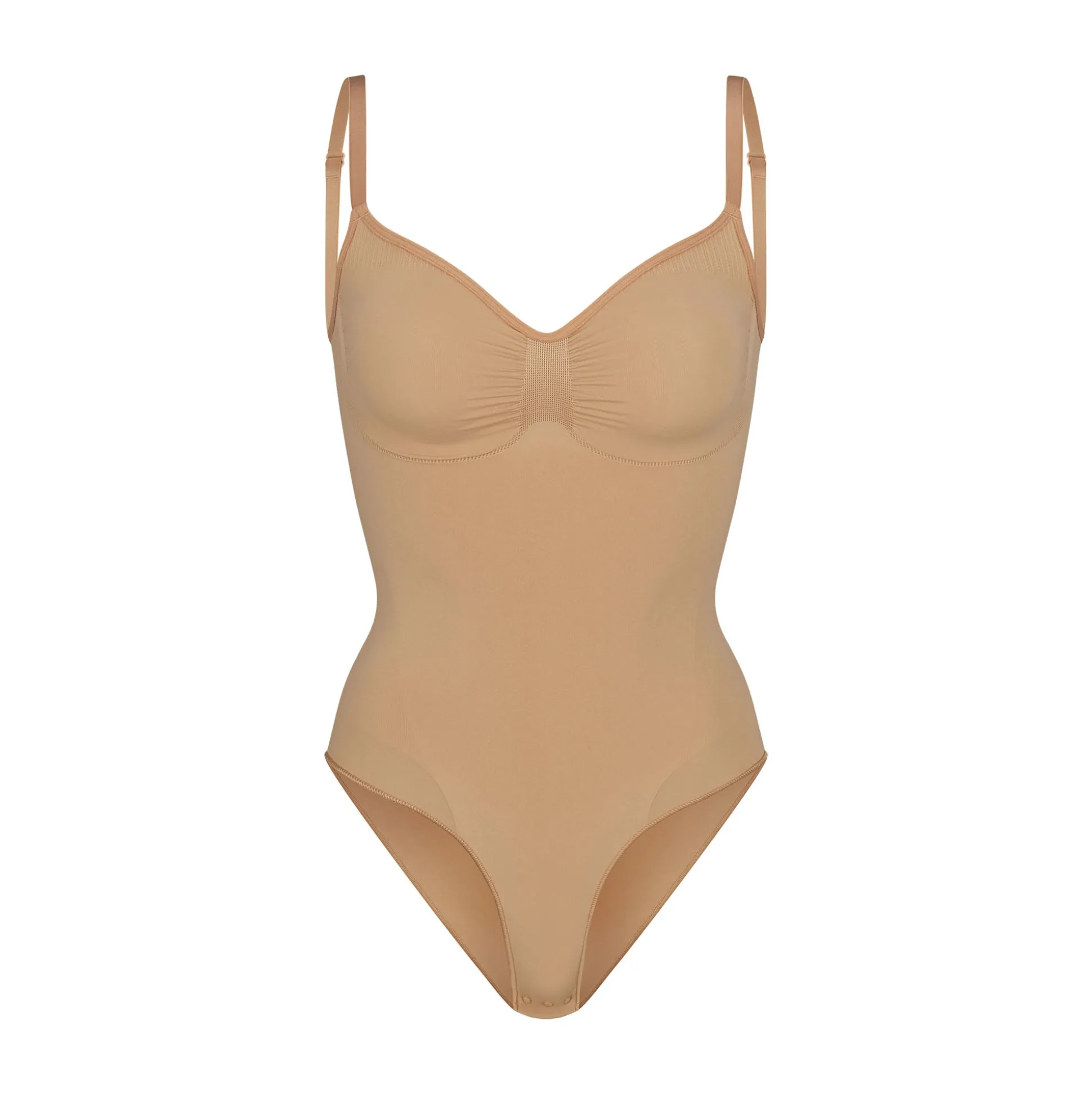 SEAMLESS SCULPT BRIEF BODYSUIT | OCHRE