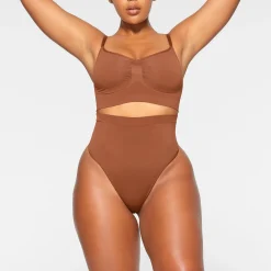 SEAMLESS SCULPT HIGH-WAISTED THONG | BRONZE