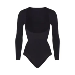 SEAMLESS SCULPT LONG SLEEVE OPEN BUST BRIEF BODYSUIT | ONYX
