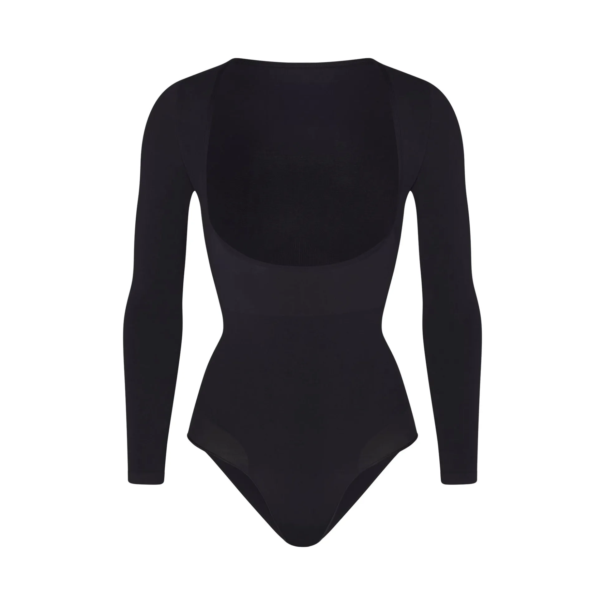 SEAMLESS SCULPT LONG SLEEVE OPEN BUST BRIEF BODYSUIT | ONYX