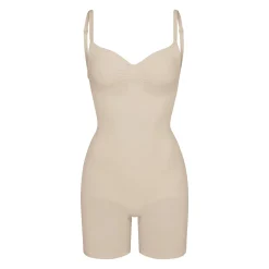 SEAMLESS SCULPT LOW BACK MID THIGH BODYSUIT | SAND