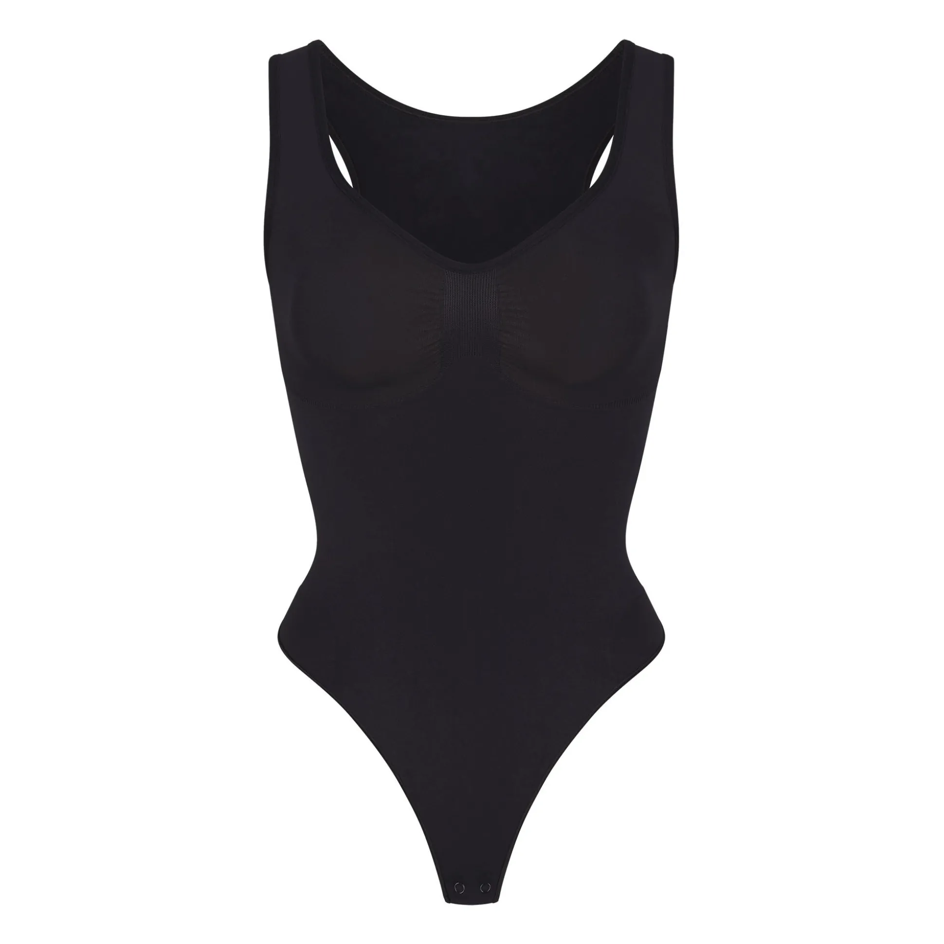 SEAMLESS SCULPT SCOOP NECK THONG BODYSUIT | ONYX