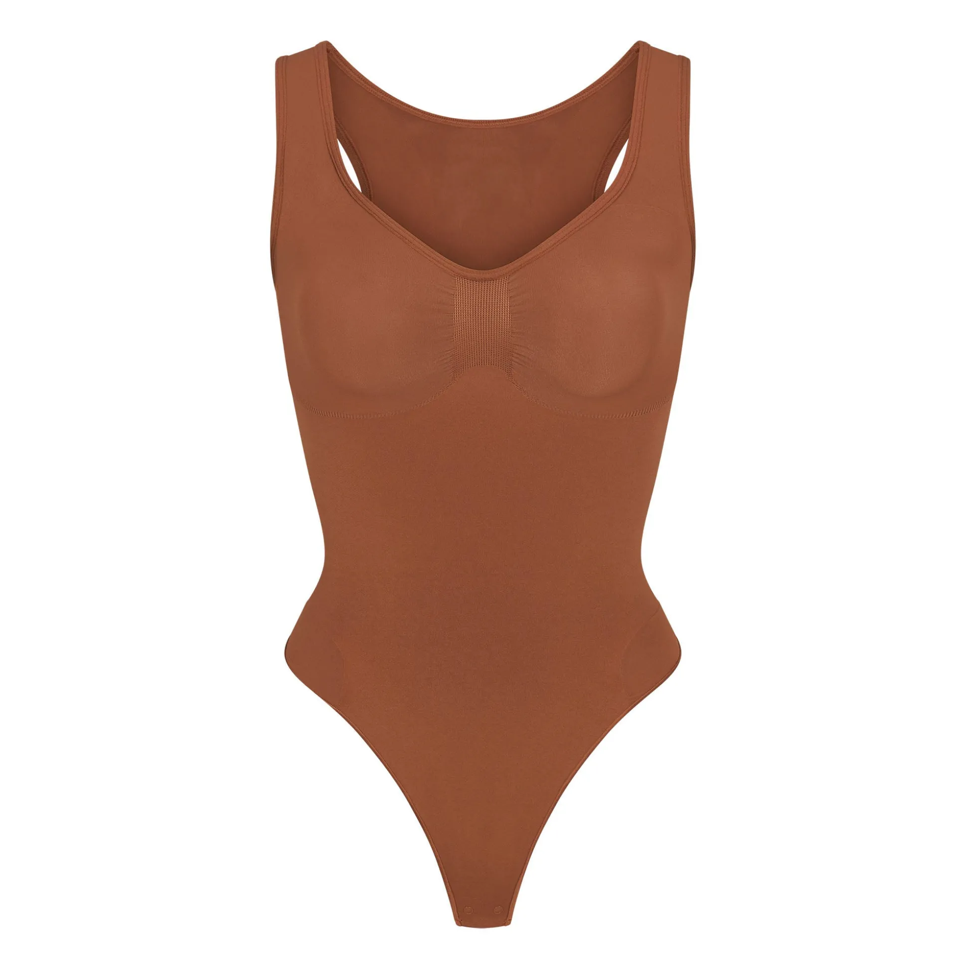 SEAMLESS SCULPT SCOOP NECK THONG BODYSUIT | BRONZE