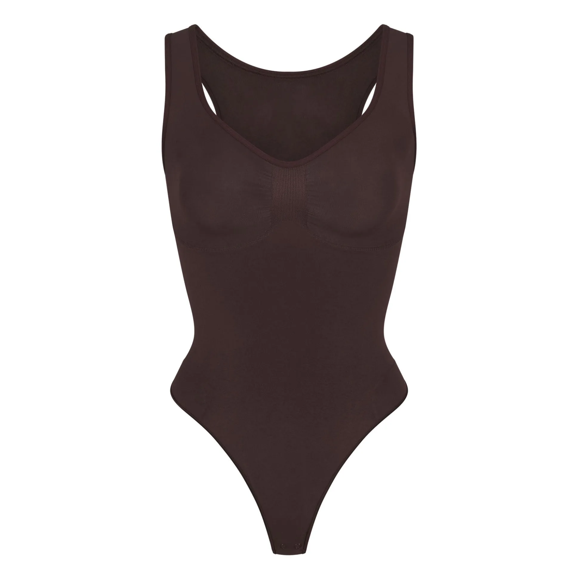 SEAMLESS SCULPT SCOOP NECK THONG BODYSUIT | ESPRESSO