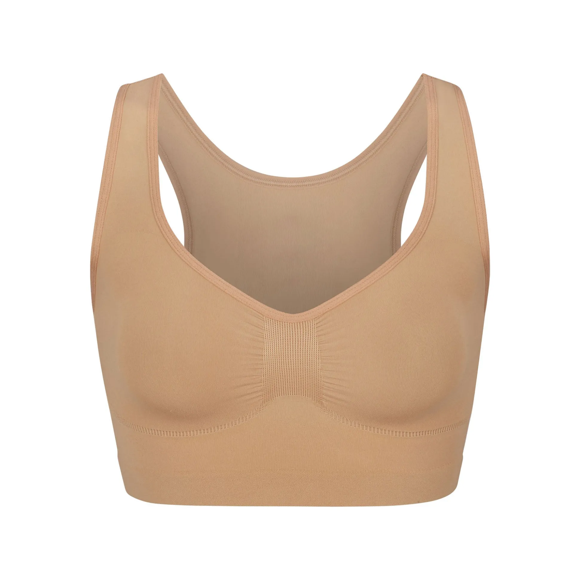 SEAMLESS SCULPT SCOOP PLUNGE BRALETTE | OCHRE