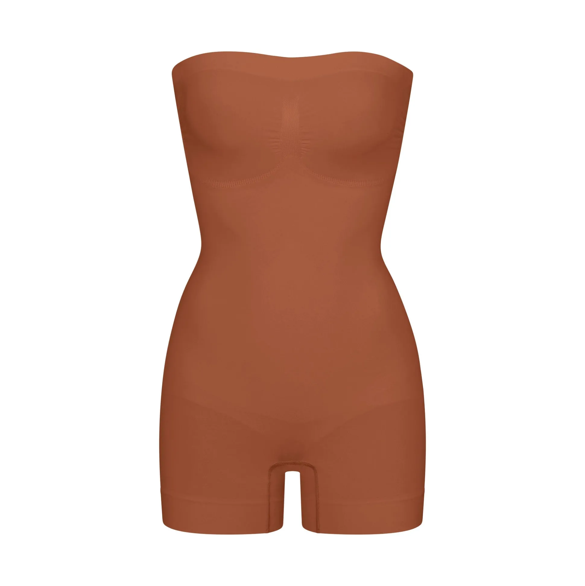 SEAMLESS SCULPT STRAPLESS SHORTIE BODYSUIT | BRONZE