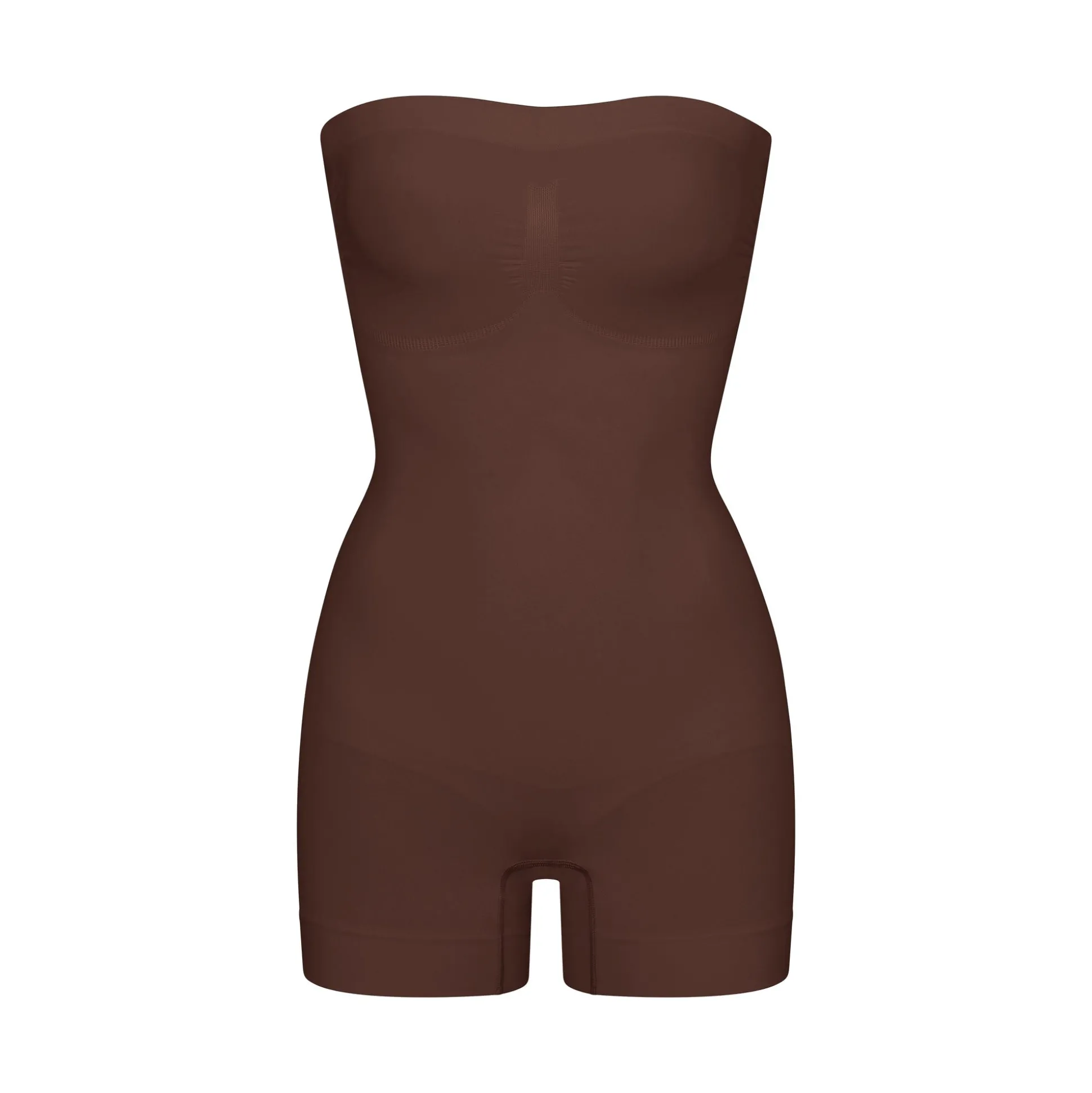 SEAMLESS SCULPT STRAPLESS SHORTIE BODYSUIT | COCOA