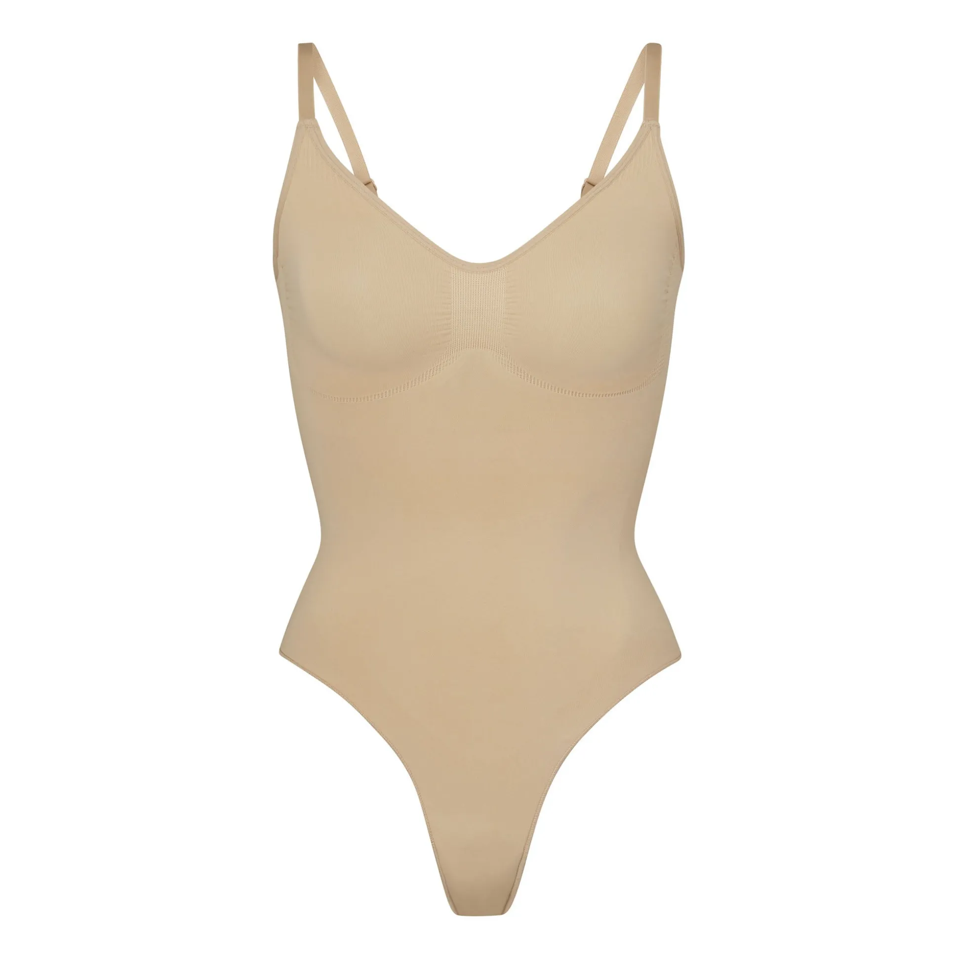 SEAMLESS SCULPT THONG BODYSUIT | CLAY
