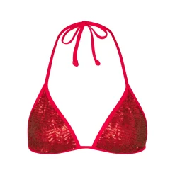 SEQUIN TRIANGLE BIKINI TOP | BRICK