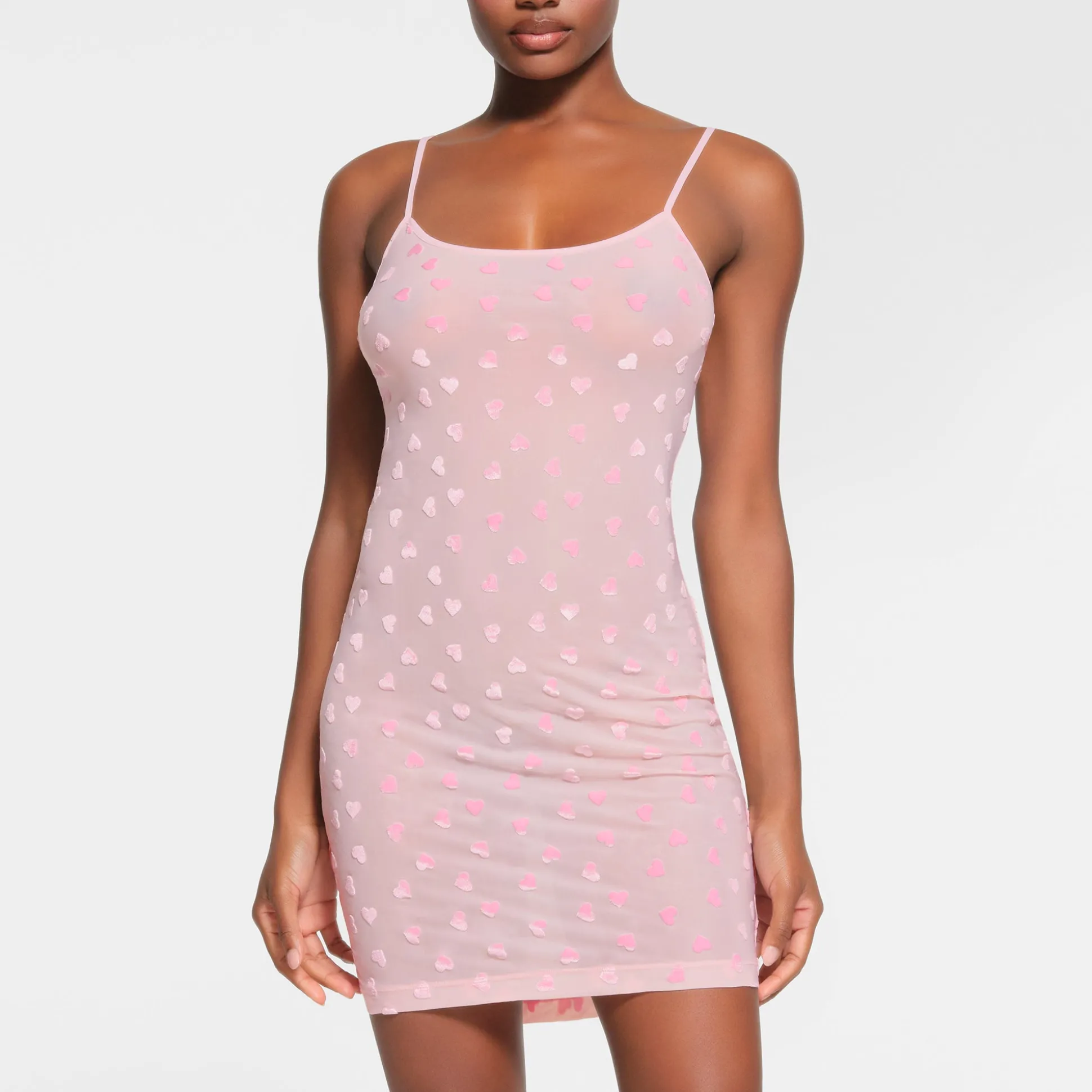 SHEER VELVET SLIP DRESS | BABY PINK