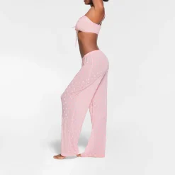 SHEER VELVET STRAIGHT LEG PANT | BABY PINK