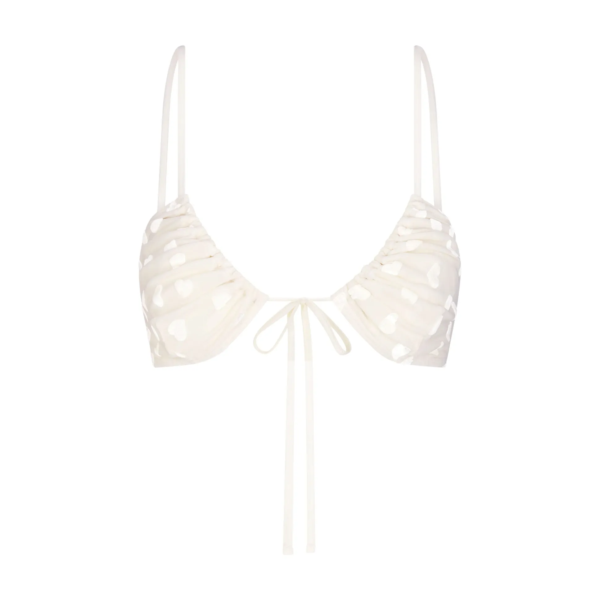 SHEER VELVET TIE FRONT BRALETTE | MARBLE