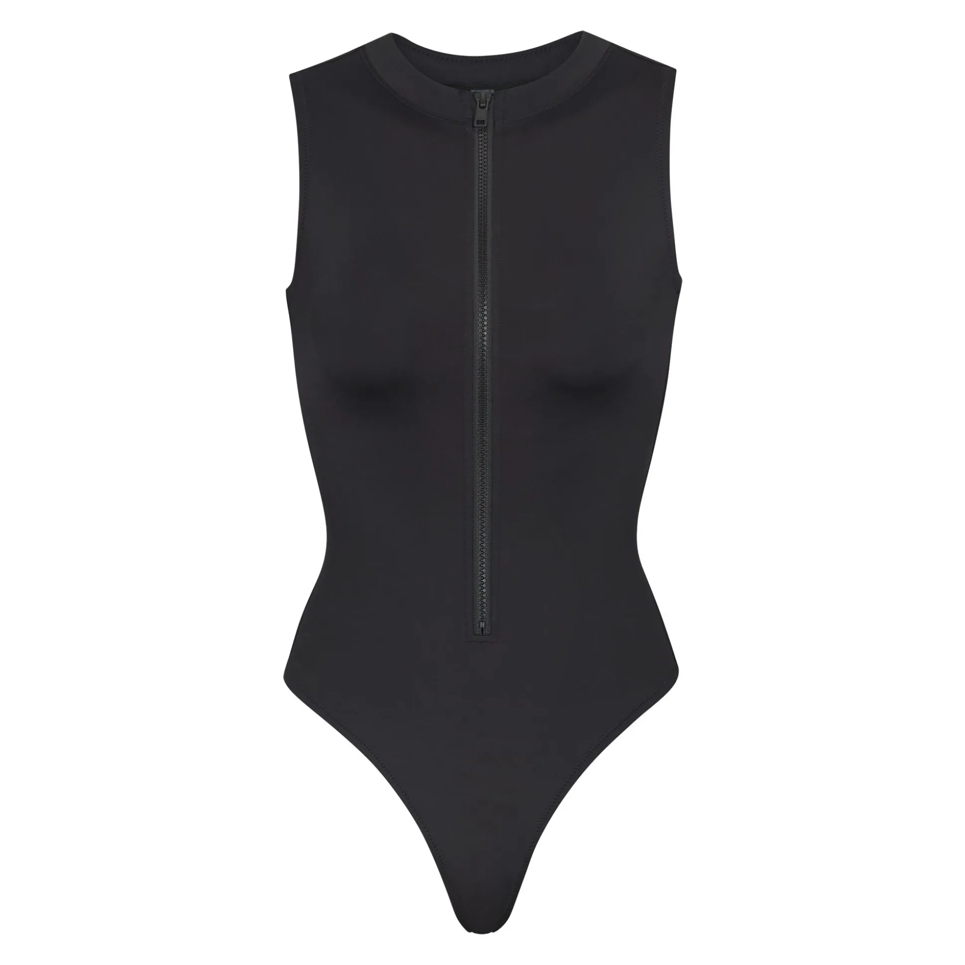 SIGNATURE SWIM ZIP FRONT SLEEVELESS ONE PIECE | ONYX