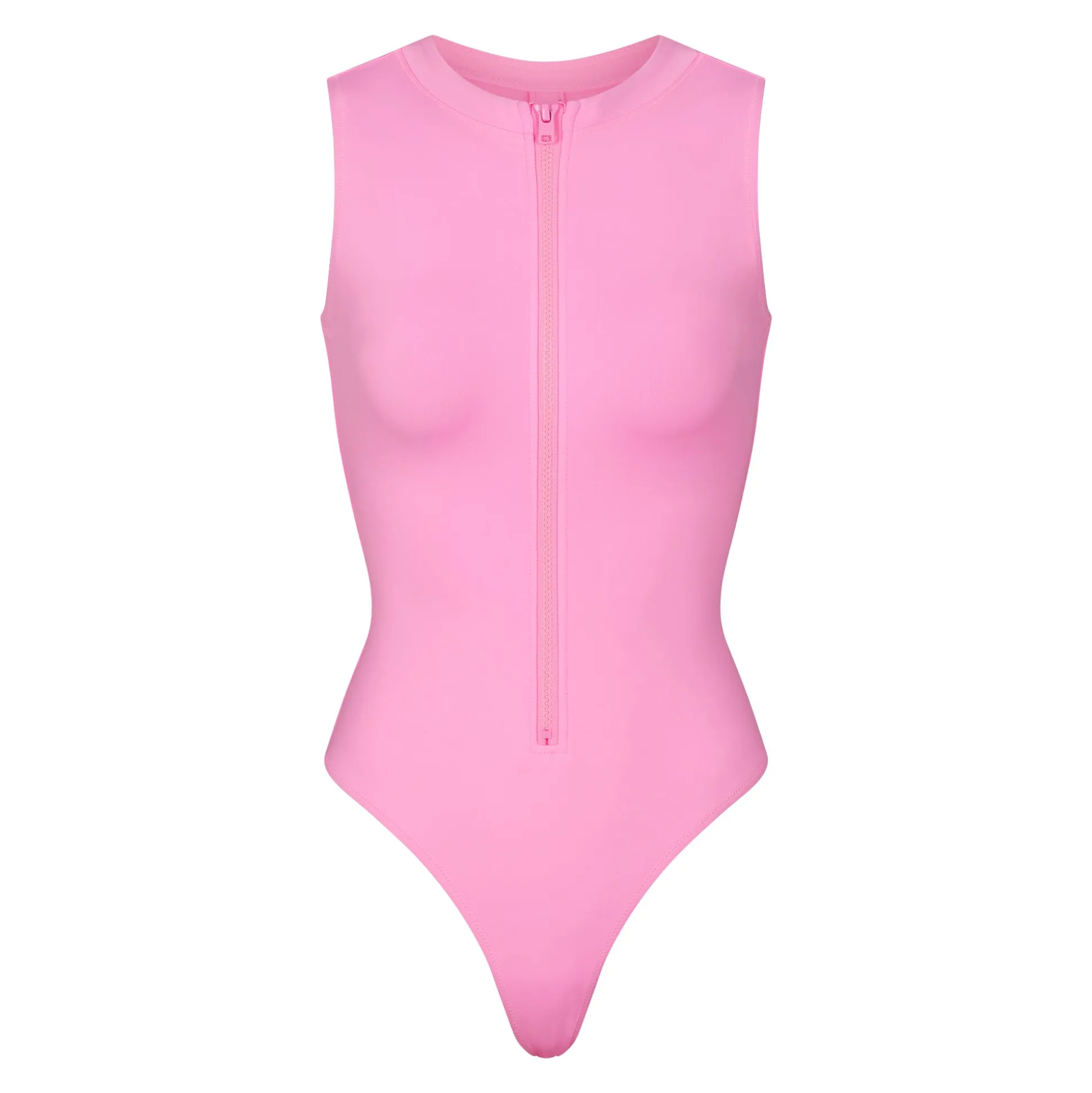 SIGNATURE SWIM ZIP FRONT SLEEVELESS ONE PIECE | LIGHT PINK