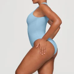 SIGNATURE SWIM ZIP FRONT SLEEVELESS ONE PIECE | IRIS BLUE