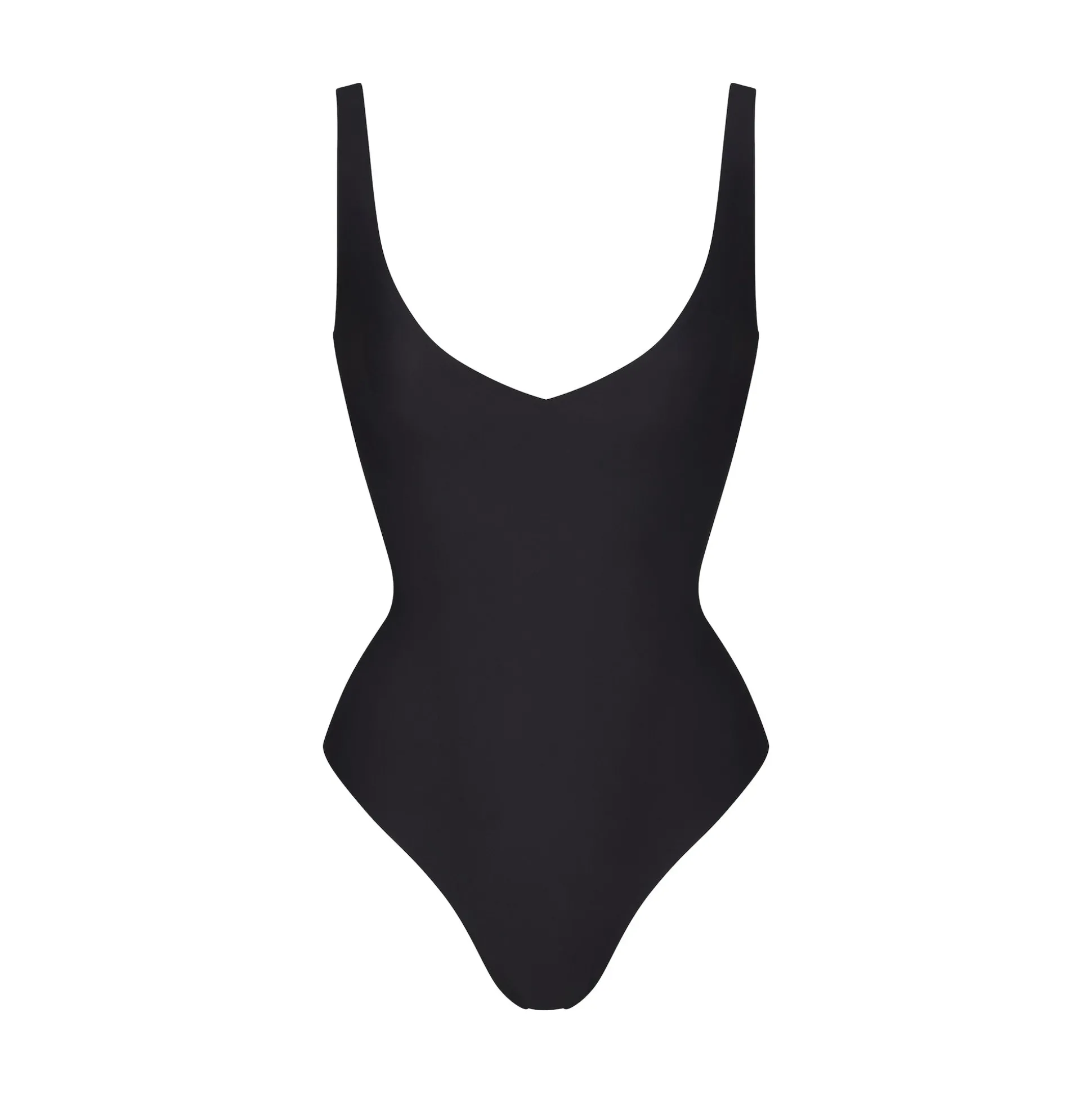 SKIMS BODY UNLINED PLUNGE THONG BODYSUIT | ONYX