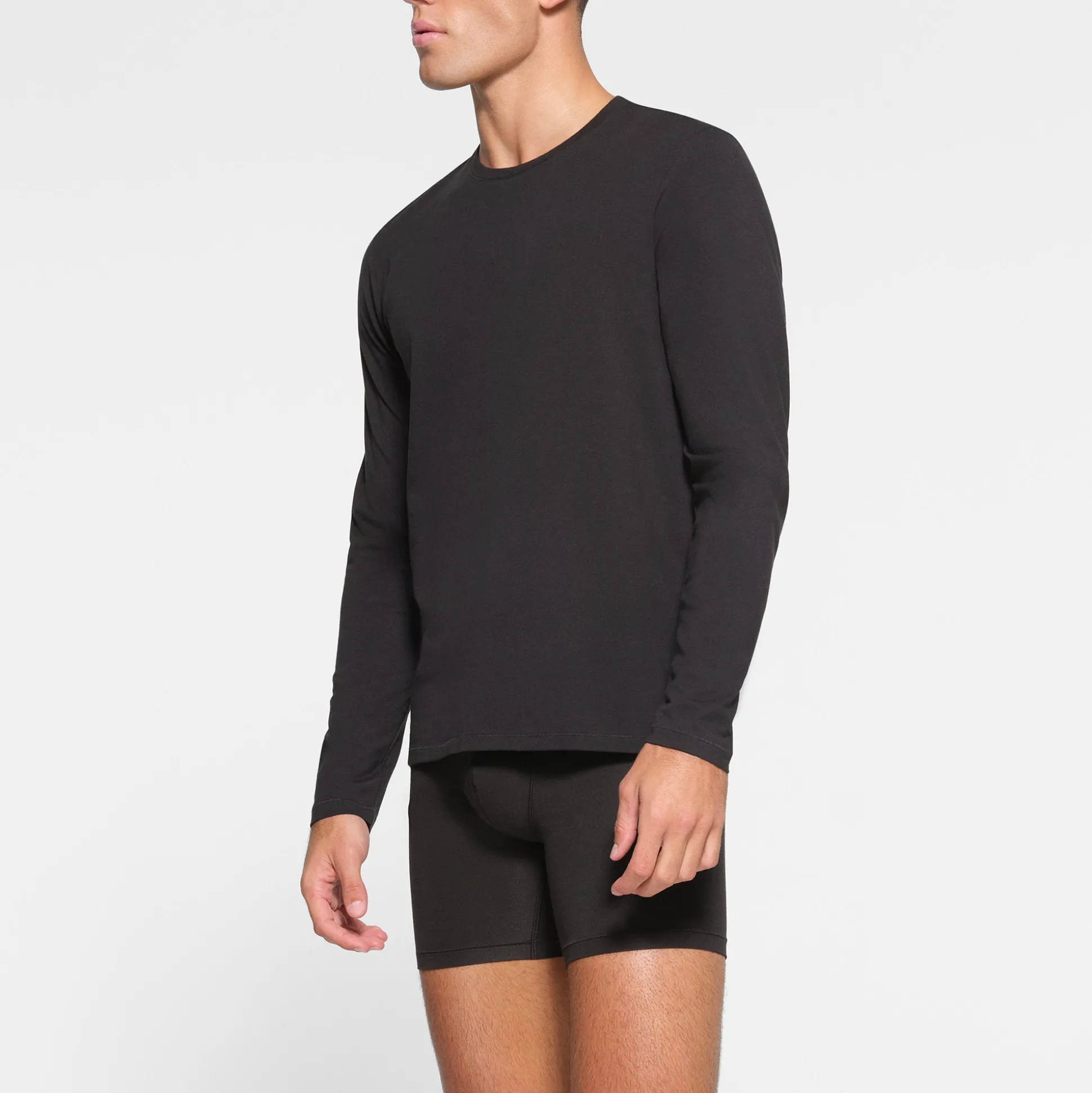 SKIMS COTTON MENS LONG SLEEVE T-SHIRT | ONYX