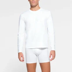 SKIMS COTTON MENS LONG SLEEVE T-SHIRT | CHALK