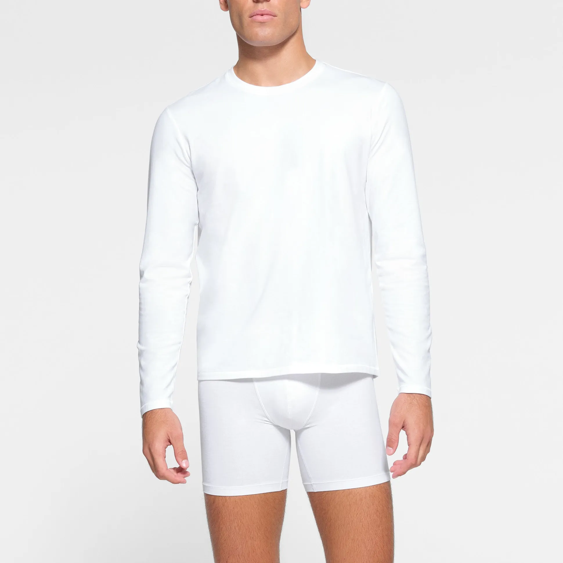 SKIMS COTTON MENS LONG SLEEVE T-SHIRT | CHALK